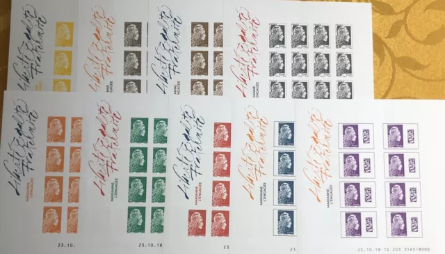 Timbres De Fronce Non Dentelé 2018  9 Blocs Marianne L’engagée