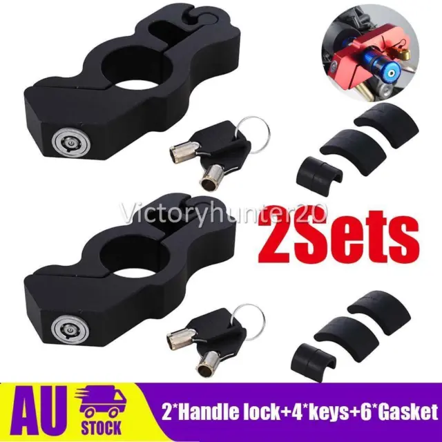 2X CNC Motorbike Handlebar Throttle Grip Lock Motorcycle Security Brake Scooter