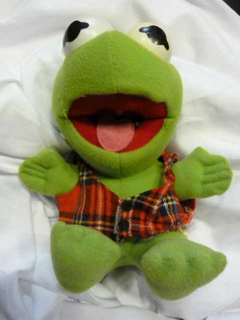 VTG Baby Kermit The Frog  Plaid Vest 7" Plush Doll 1987 Stuffed Animal Toy