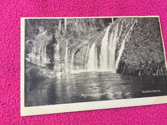 MT. SHASTA SPRINGS AREA vintage POSTCARD river MOSSBRAE FALLS water ROUTE