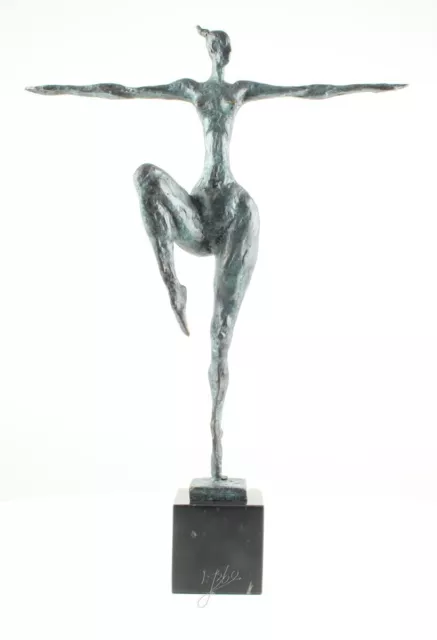 moderne Kunst, tanzende Frau, Skulptur in massiv Bronze, Nude, modern Art Kunst