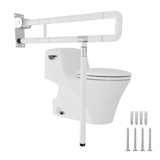 Stützgriff WC Klappgriff Aufstehhilfe Stütz 60 cm weiß Toilettengriff Bis 150Kg