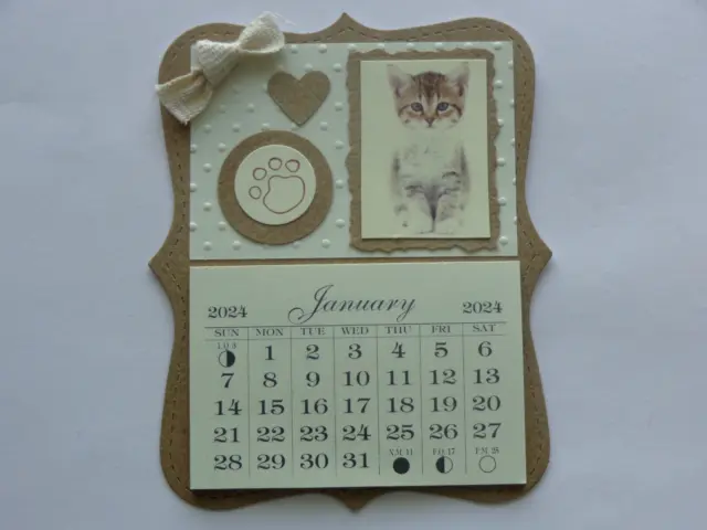 Cat Lover Love You Cat Kitten 2024 Mini Magnetic Calendar Monthly Tear Of Pages