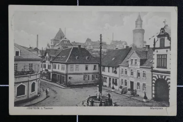 AK Idstein 1918 gelaufen Marktplatz belebt brunnen Gasthaus Kinder Feldpost