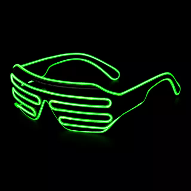 Green El Wire LED Light Up Glasses Neon Glow Party Rave Flashing Shutter Shades