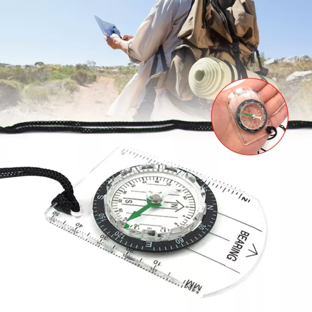 Multifunctional Compass Map Scale Ruler Outdoor Hiking Camping Survival Kit