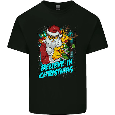 Believe in Christmas Funny Santa Xmas Mens Cotton T-Shirt Tee Top