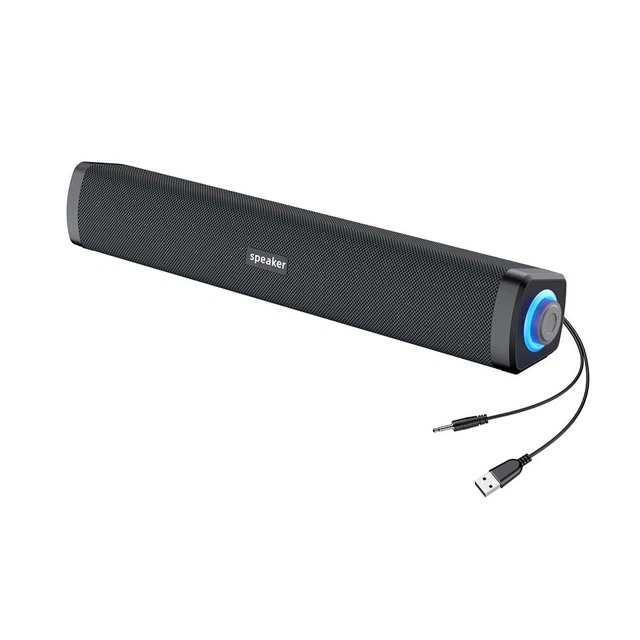 USB WIRED COMPUTER Speakers Stereo Subwoofer Sound Bar For Laptop PC ...