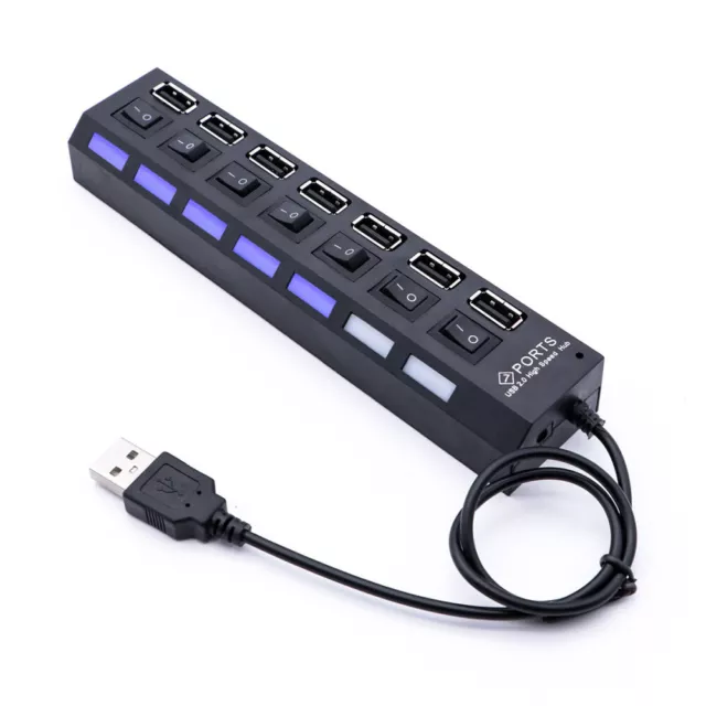 7 puertos enchufe de alto divisor portátil USB HUB tableta superior fuente de alimentación En Oferta