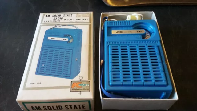 Vintage Blue Solid State Transistor Radio In Box