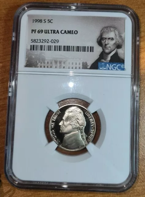 1998 S JEFFERSON NICKEL 5C NGC PF 69 ULTRA CAMEO  US United States Coin
