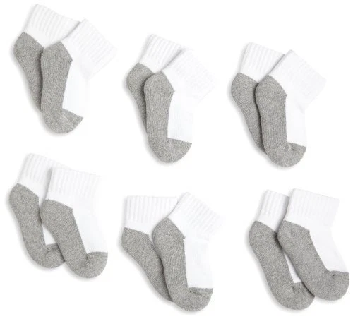 Jefferies Socks, Unisex Baby 6 Pack Seamless Sport Half, White/Grey, Size 0.0 5S