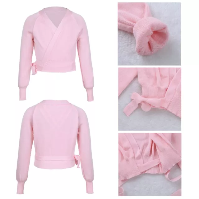 UK Girls Long Sleeves Ballet Dance Cardigan Skating Knitwear Gymnastics Sweater