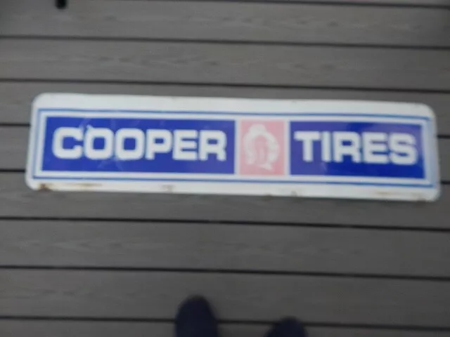 RARE Vintage Cooper Tires Double Sided Metal Gas Station Sign - 48" long x 11.5"