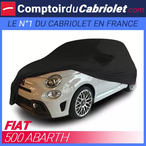 Housse Coverlux sur-mesure en Jersey noire pour Fiat 500 Abarth cabriolet