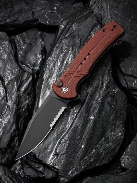 Civivi Cogent Folding Knife 3.5" 14C28N Sandvik Steel Blade Burgundy G10 Handle