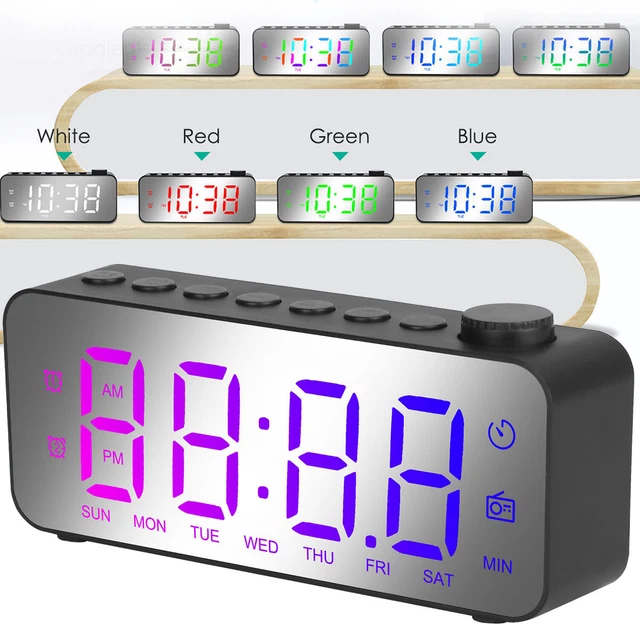 5.8& DIGITAL ELECTRIC Alarm Clock RGB 8 Font Colors LED 3 Alarms Timer