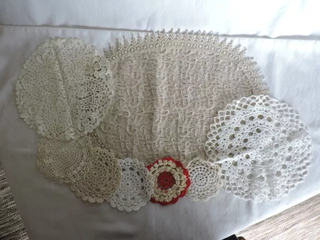 Collection of Eight Crocheted/Tatted Vintage Doilies