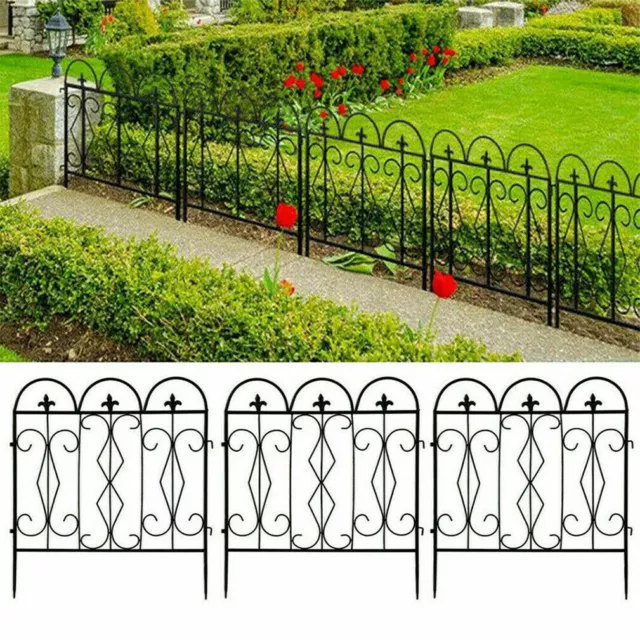 5 Panels Steel Decorative Garden Fence Folding Interlockable Wire Patio Screen