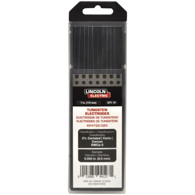Lincoln Electric 2% Ceriated Tungsten Electrode, .020” x 7”, KP4722-020