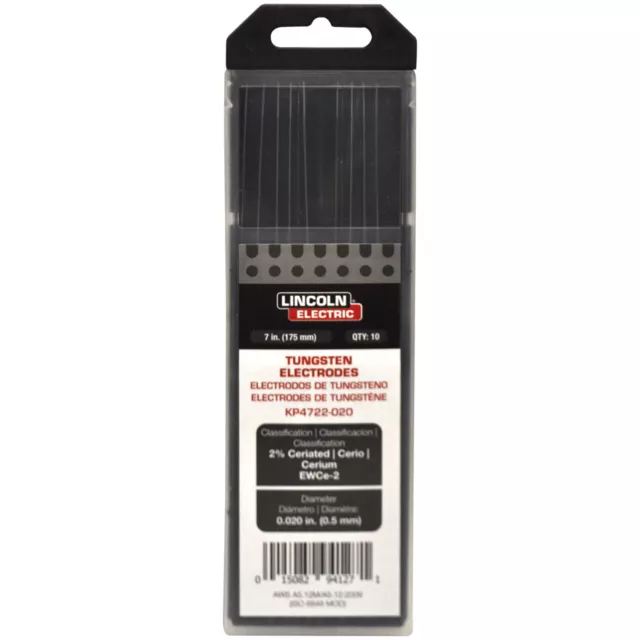 Lincoln Electric 2% Ceriated Tungsten Electrode, .020” x 7”, KP4722-020