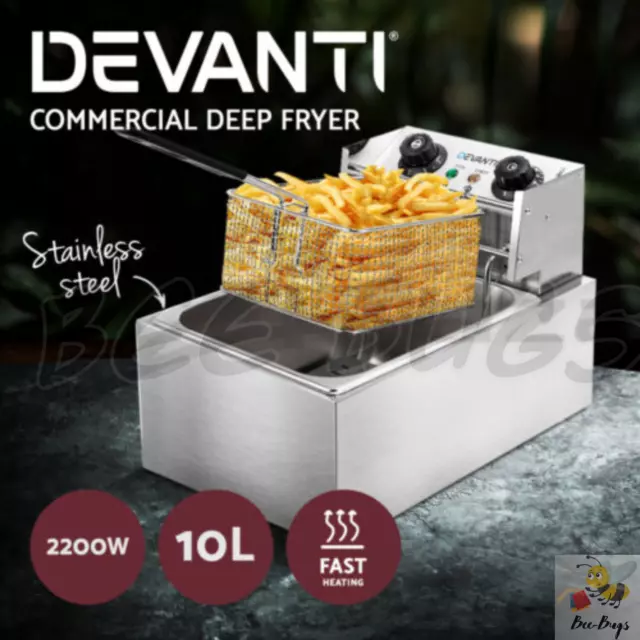 Devanti 10L Electric Commercial Deep Fryer Single Basket 2200W