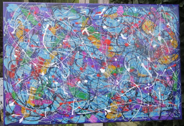 hand painted abstract  pollock influenced on canvas 76x 50 cm