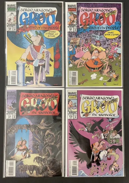 Groo the Wanderer 108-110 ,114 Lot Of 4 Low Print Run Marvel Comics Key Rare NM