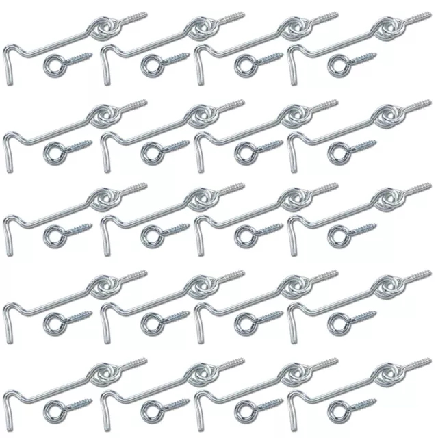 20 Sets 4" Heavy Duty Zinc Plated Steel Hook & Eye Door Cabin Latch Farm Barn