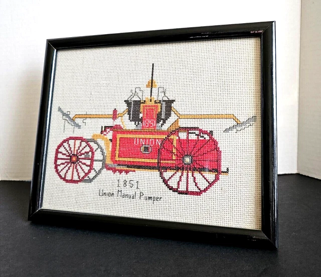 Vintage Cross-Stitch - 1851 Horse-Drawn Manual Pump Fire Engine