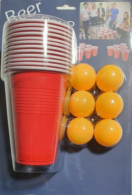Beer Pong Drinking Game Set 24 Cup 12 Balls Adult Alcohol Party Pub BBQ Gift Syd