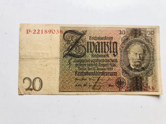 1929 Germany 20 mark Reichsmark  banknote,  P22189038