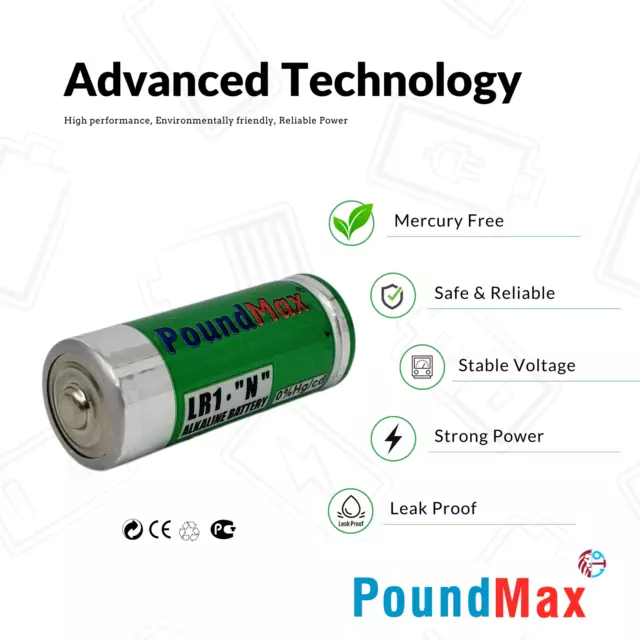 PoundMax LR1 N MN9100 1.5V ALKALINE BATTERY GP910A, 910A, E90, LONG EXPIRY 2024 3