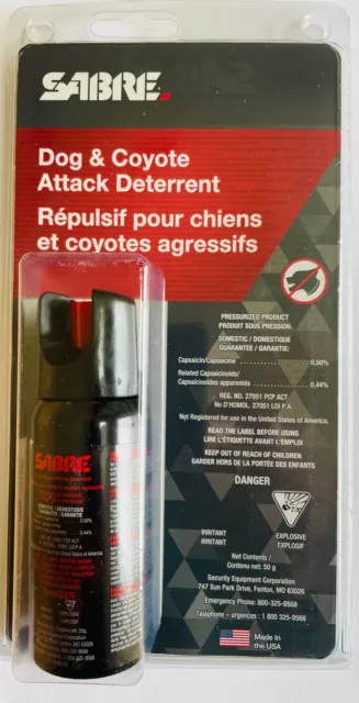 SABRE Dog Spray w/Push Button, Maximum Strength, Prof. Size 50g - FREE Shipping!