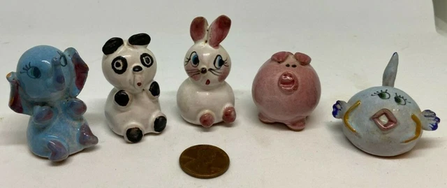Set of 5 VTG Hand Painted Ceramic Capodimonte Animals Italy Pig Elephant Fish