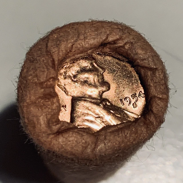 1954-S Obw Original Bank Wrapped Roll Bu Uncirculated Lincoln Wheat Cent Pennies