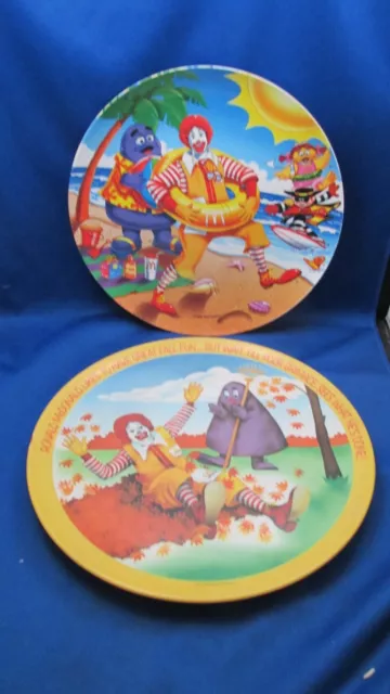 Set Of 2 Vintage Mc Donalds Collectors Plastic Plates 1977 And 1998 Fall& Summer