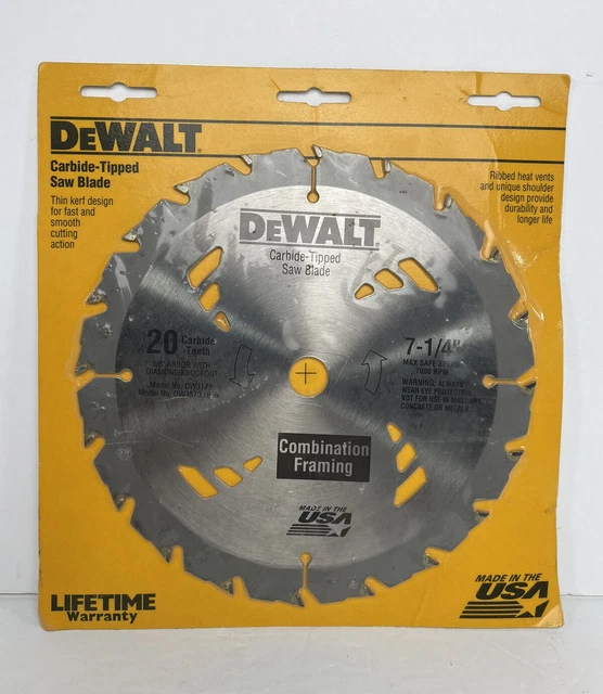 Dewalt DW3173  7-1/4" x 20 Teeth Carbide Saw Blade - Combination Framing NOS