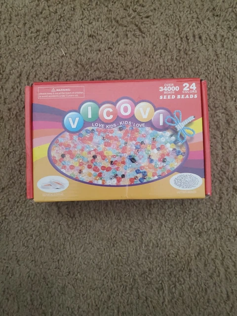 VICOVI 34000+ Seed Beads Jewelry Making Kit,with Letter Beads & Elastic String,