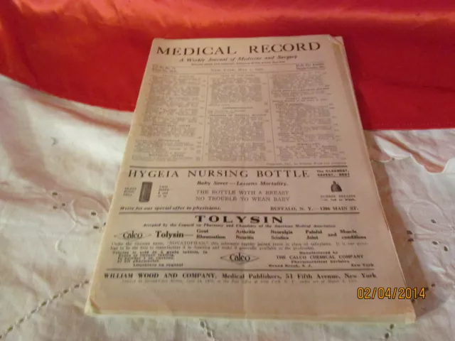 1921 Medical Record A Weekly Journal Of Medicine & Surgery William Wood No 2635