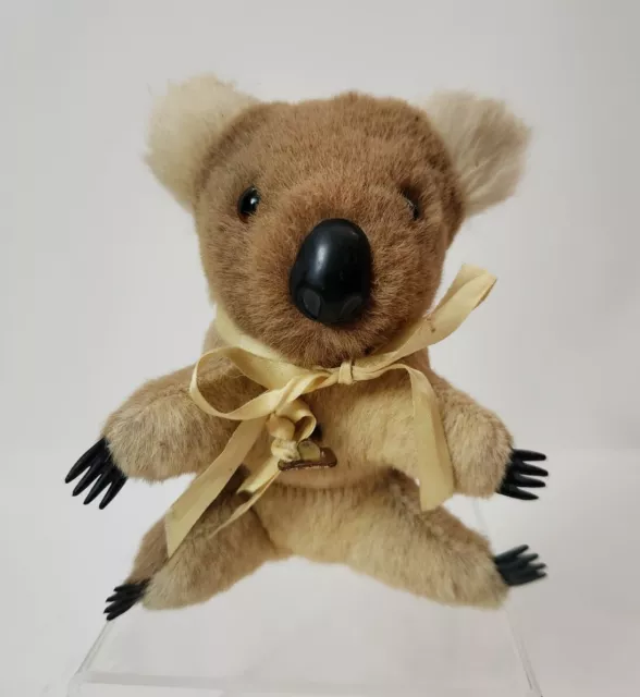 Vintage Koala Bear Australia 5" Toy Souvenir Music Box Genuine Kangaroo Skin
