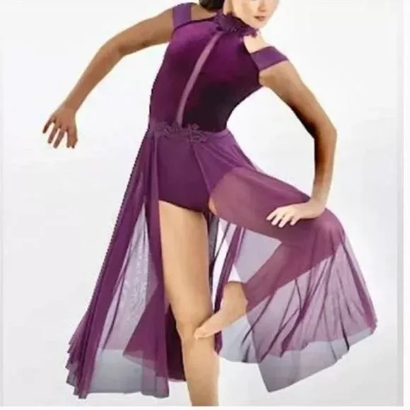 Dance Costume, Purple with velvet, Medium Adult, Weissman