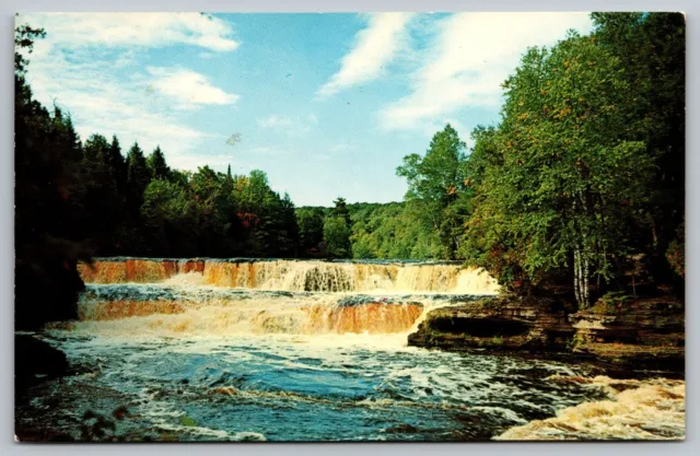 Postcard Lower Falls Tahquamenon River Michigan's Upper Peninsula VTG c1950  E16