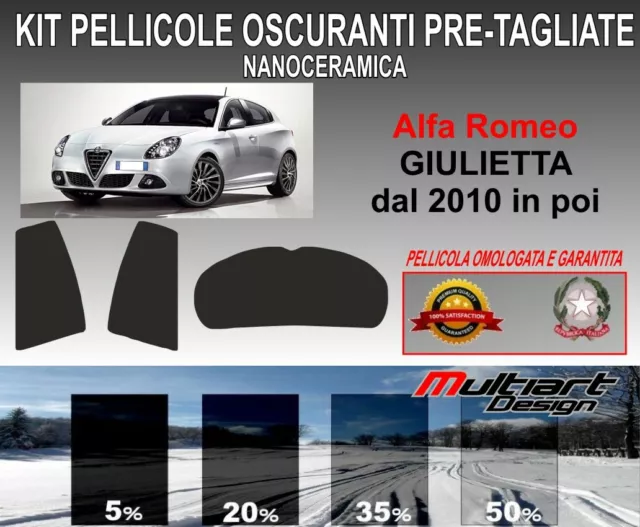 KIT PELLICOLE OSCURANTI VETRI alfa romeo giulietta dal 2010 in poi nanoceramica