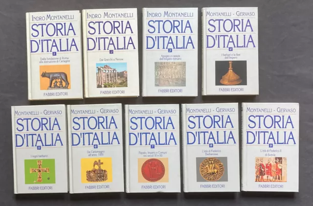 Lotto 9 volumi Indro Montanelli STORIA D'ITALIA Fratelli Fabbri 1996 serie 1/9