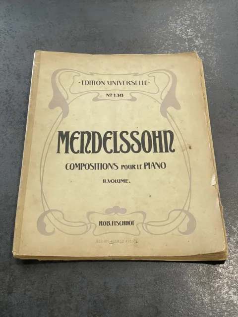 Livre Livret Partition Musique ancien Mendelssohn Compositions Piano