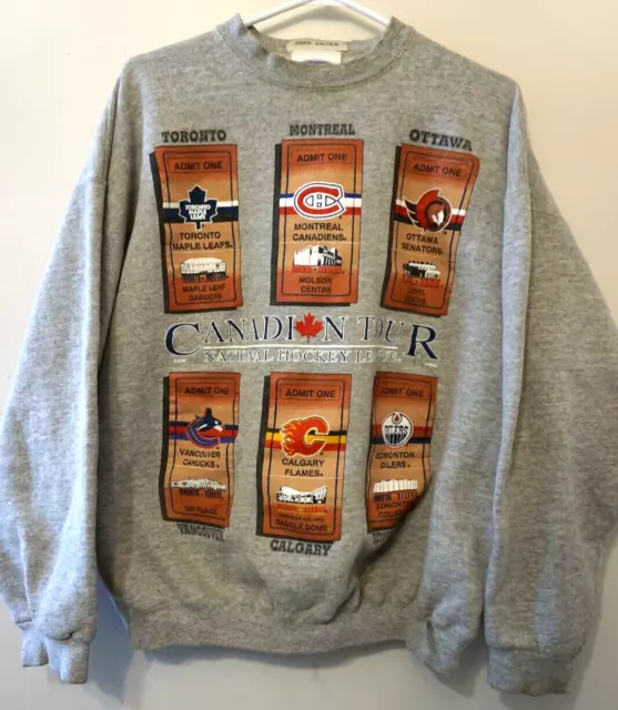 Vintage NHL Hockey Canada Original Six  Sweatshirt Pullover Gray Large 90s