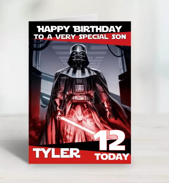 Personalised Birthday Card  Star wars Darth Vader Boys Mens Son Dad Grandson