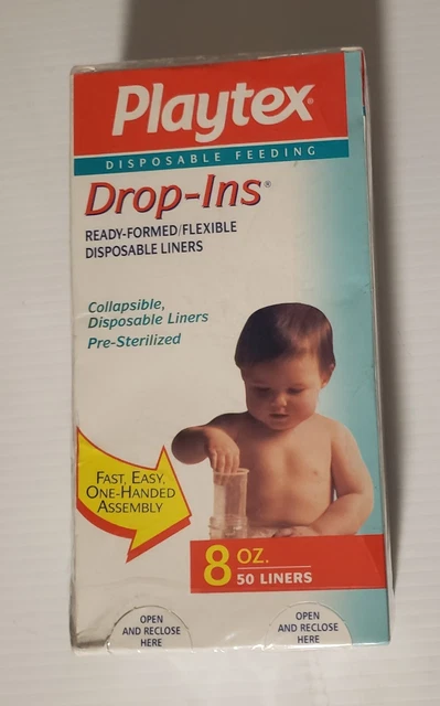 Playtex Baby Expands To 10oz  Drop-ins Liners Holds 8-10 oz 50 ct Faded Sealed