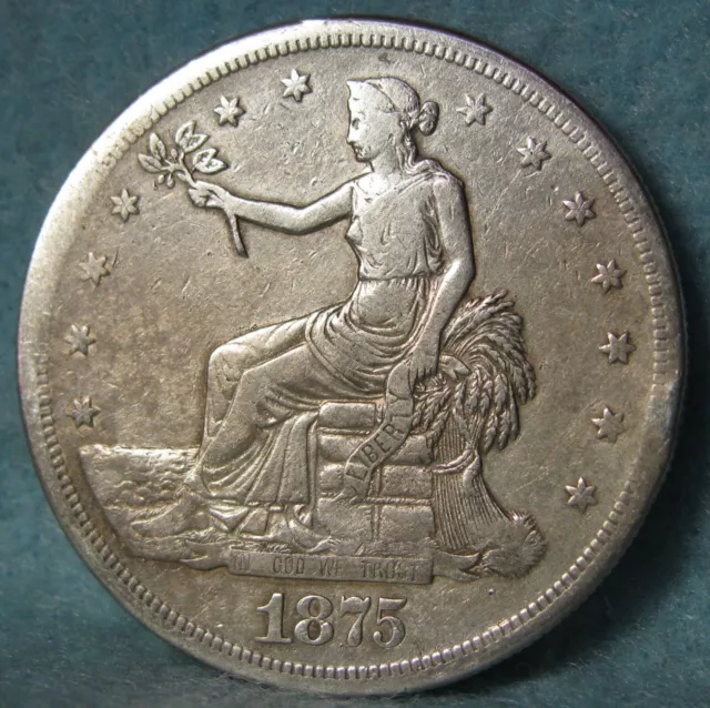1875-S Trade $1 Dollar Better Grade Details Old US Silver Coin